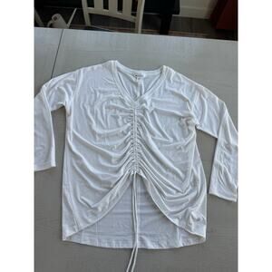 Athleta Crossover Ruched White Top Clean girl athleisure